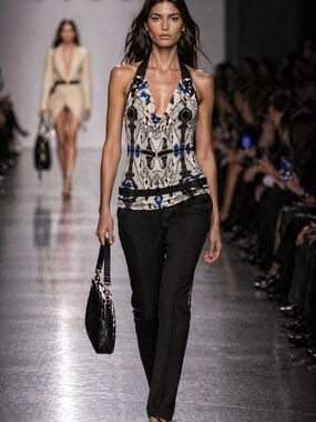 Gucci Archive 2009 Y2K Printed Halter Buckle Top Made in Italy